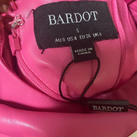 COPY - Bardot | Helena Vegan Leather Dress In Hot Pink Size 4 NEW - Picture 5 of 10